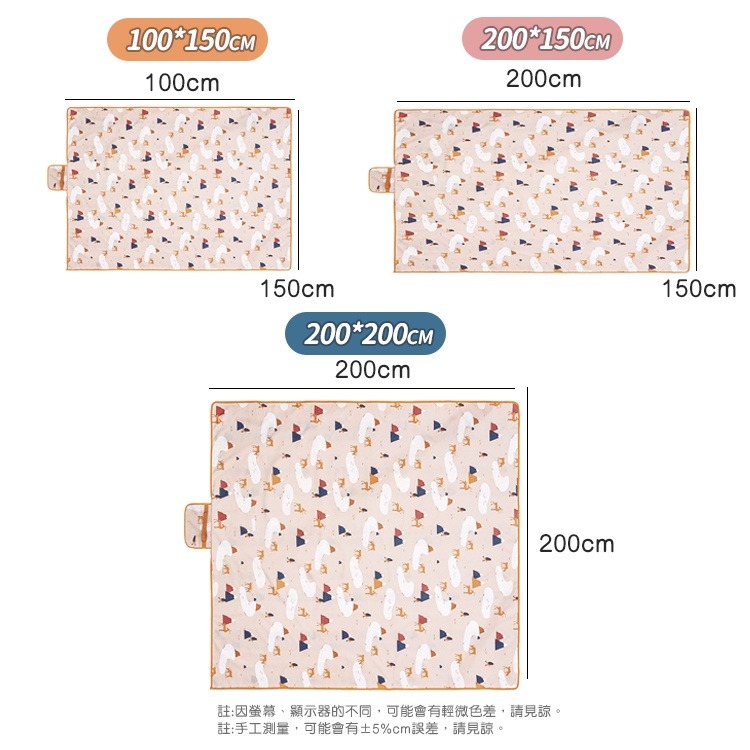 【台灣快速出貨】 200*200cm北歐風防水牛津布野餐墊 大尺寸露營墊 遊戲墊 戶外郊遊墊 沙灘墊 收納女王-細節圖2