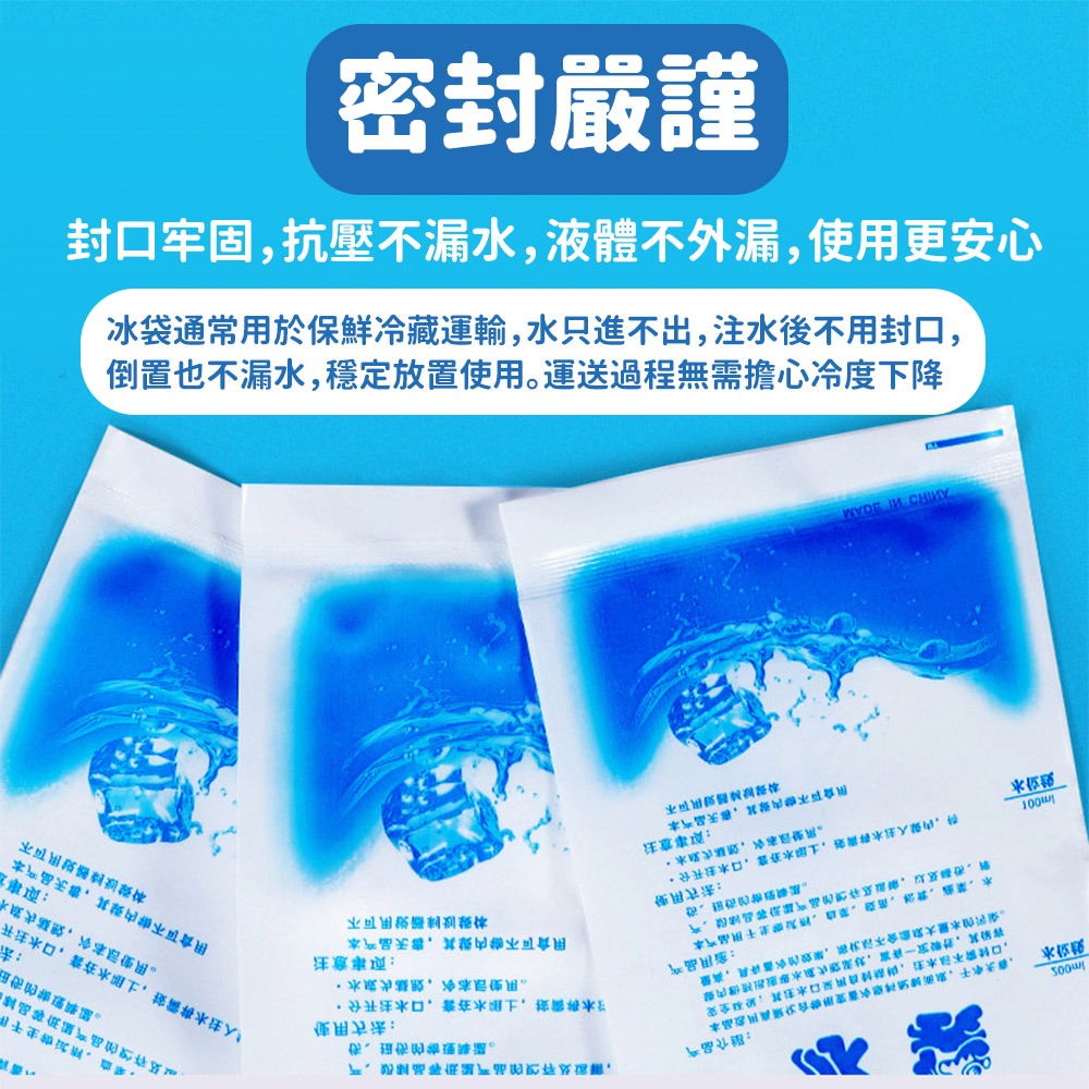 【台灣快速出貨】注水保冷冰袋 可重複使用 保冷劑 加厚冰敷袋 保冷磚 冰磚 保鮮冷藏袋 冰包 釣具露營用品 收納女王-細節圖4