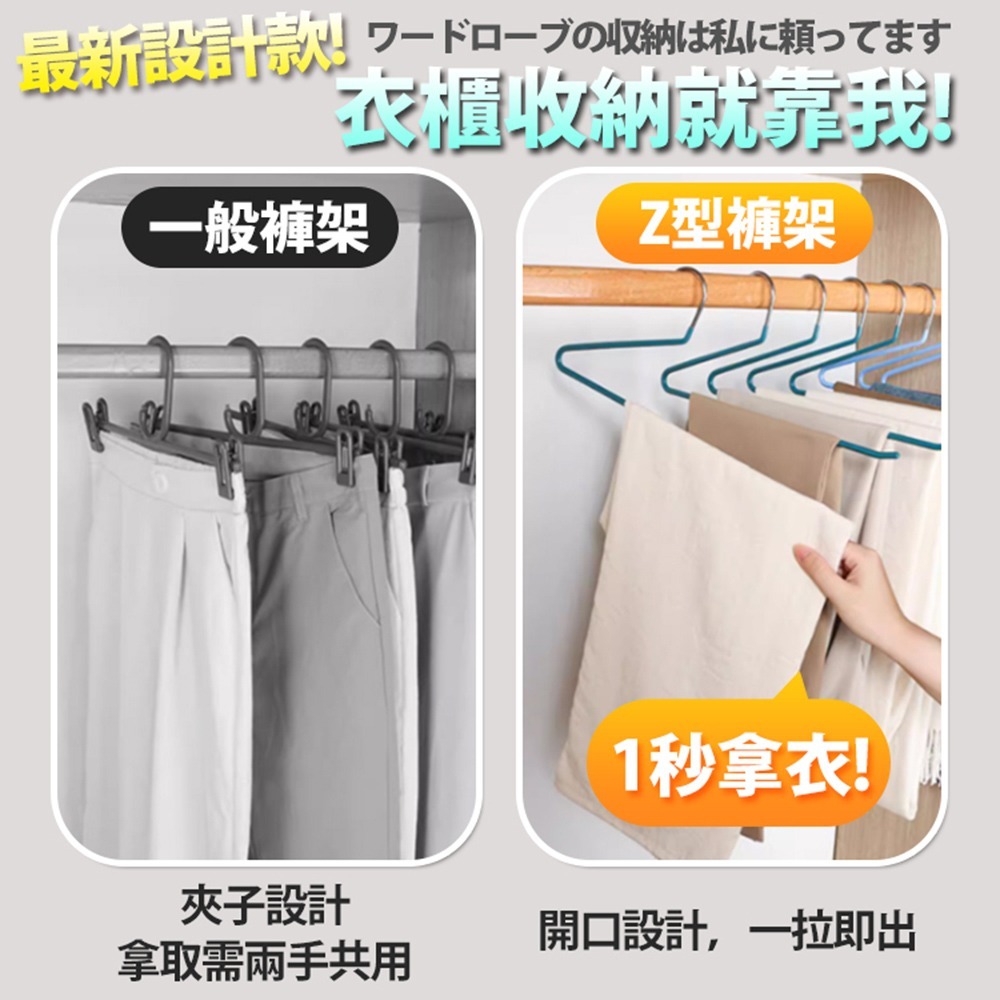 【台灣快速出貨】(30支) 加粗 Z型衣架 Z字褲架 萬用褲架 S型衣架 奈米浸膠褲掛 褲子衣架 毛巾架 收納女王-細節圖3
