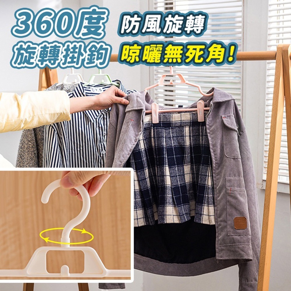 【台灣快速出貨】(30支)可連掛-高級防風可旋轉衣褲夾衣架 乾濕二用大人衣架 成人衣架 掛勾衣架 收納女王-細節圖5