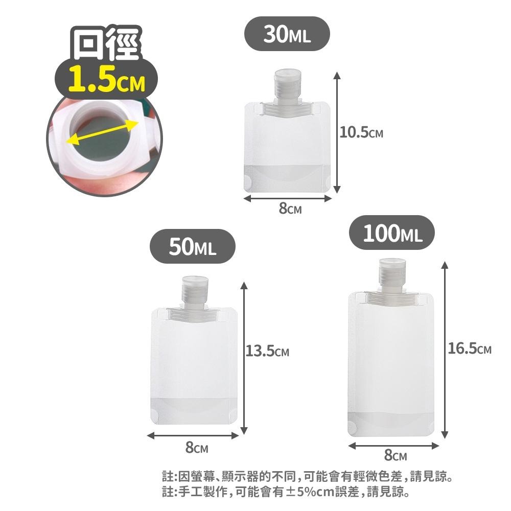 隔日出貨 旅行分裝瓶 透明分裝袋 液體分裝袋 沐浴乳瓶 瓶子 乳液收納袋 吸嘴袋 置物袋 收納女王 JAB301-細節圖9