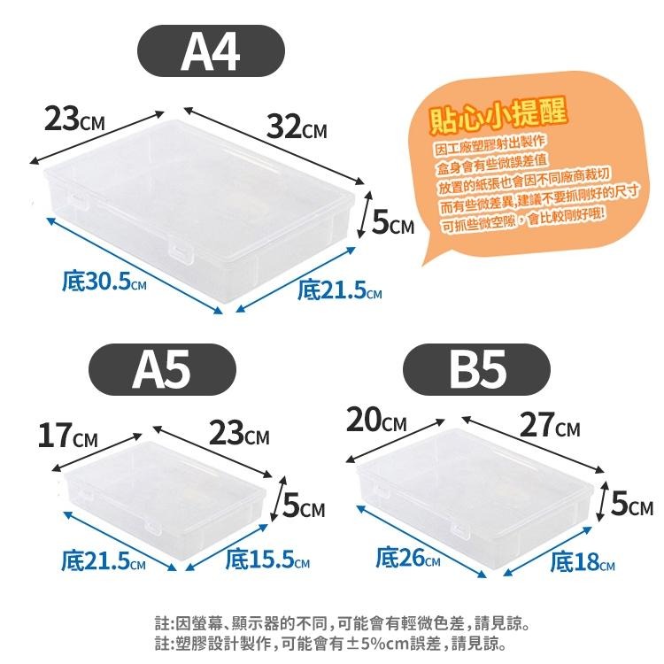 隔日出貨 A4透明文件盒 加厚收納盒 A5 B5文具盒 考卷收納 紙張收納 收據發票收納盒 收納女王 GAC002-細節圖9