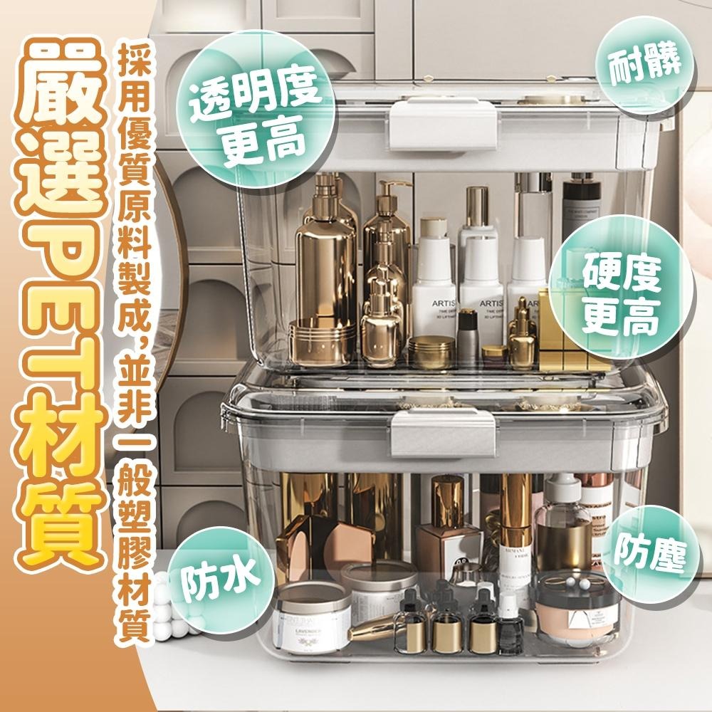 隔日出貨 手提透明收納箱 分格收納盒 分隔收納箱 雙層置物箱 整理盒 化妝盒 分類收納盒 收納女王 GAC010-細節圖4