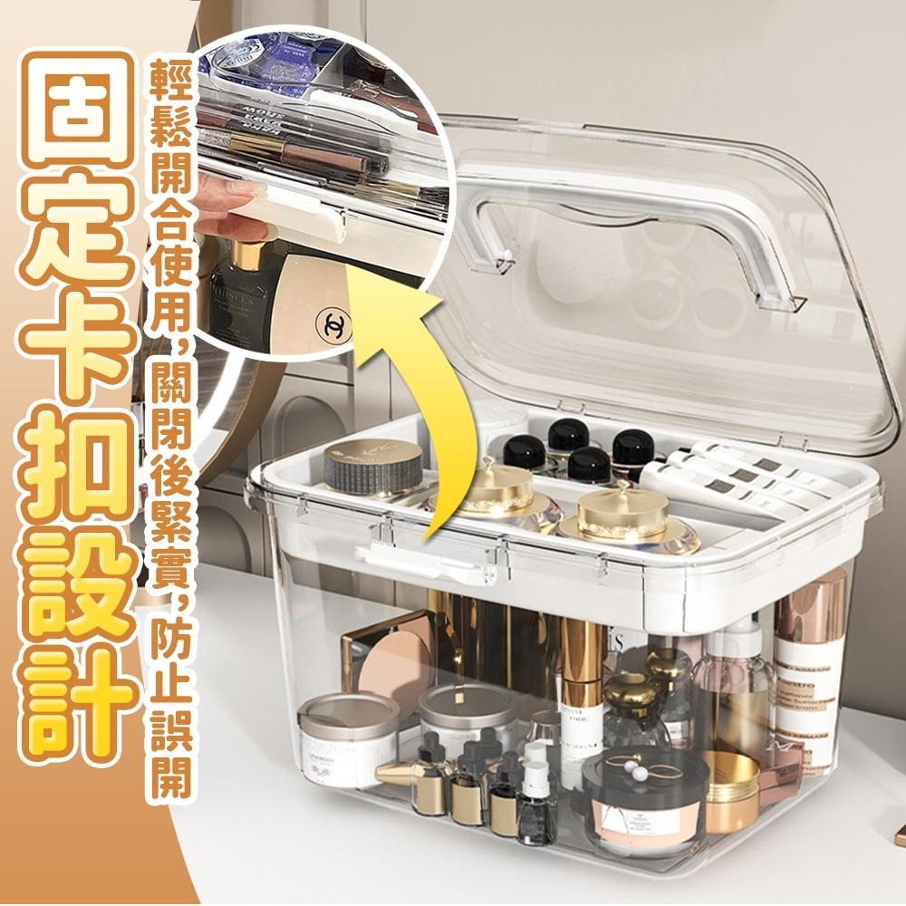 隔日出貨 手提透明收納箱 分格收納盒 分隔收納箱 雙層置物箱 整理盒 化妝盒 分類收納盒 收納女王 GAC010-細節圖5