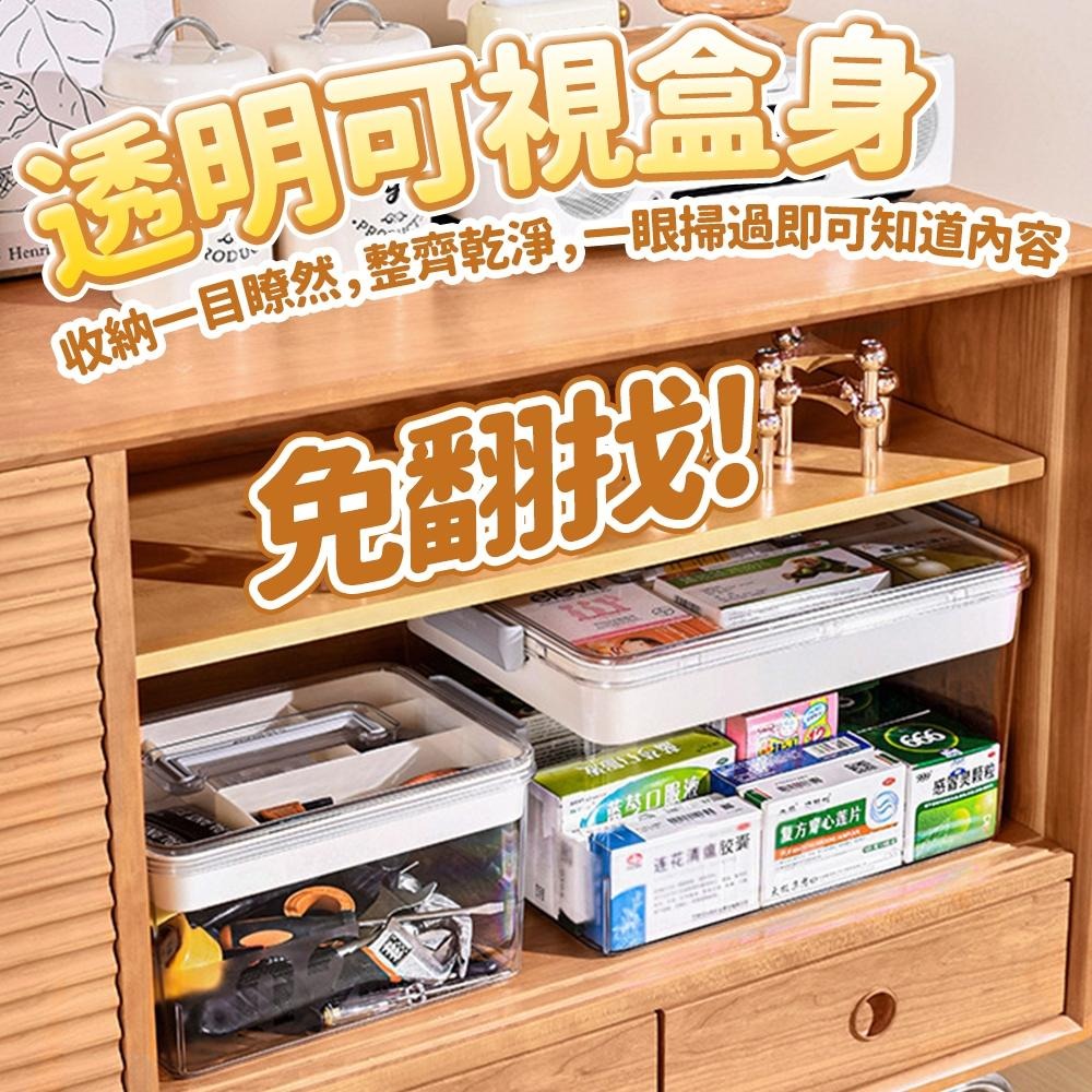 隔日出貨 手提透明收納箱 分格收納盒 分隔收納箱 雙層置物箱 整理盒 化妝盒 分類收納盒 收納女王 GAC010-細節圖8