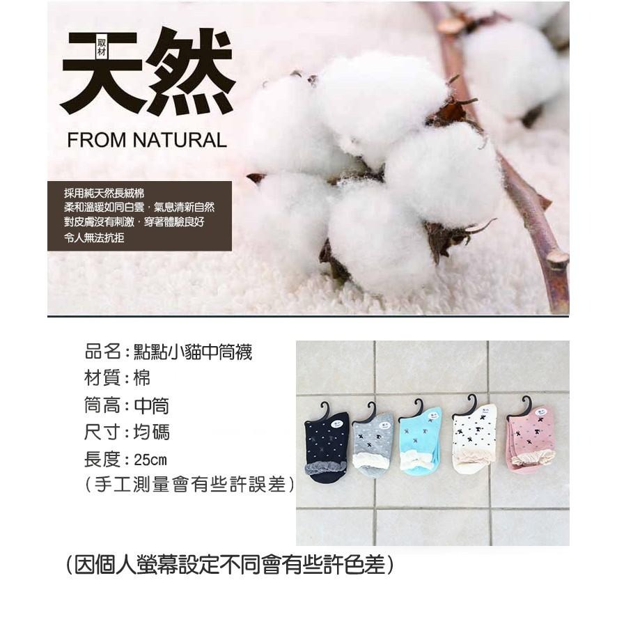 隔日出貨 點點小貓中筒襪 透氣 棉襪 短襪 襪子 船型短襪 女款襪 收納女王 ASA521-細節圖4