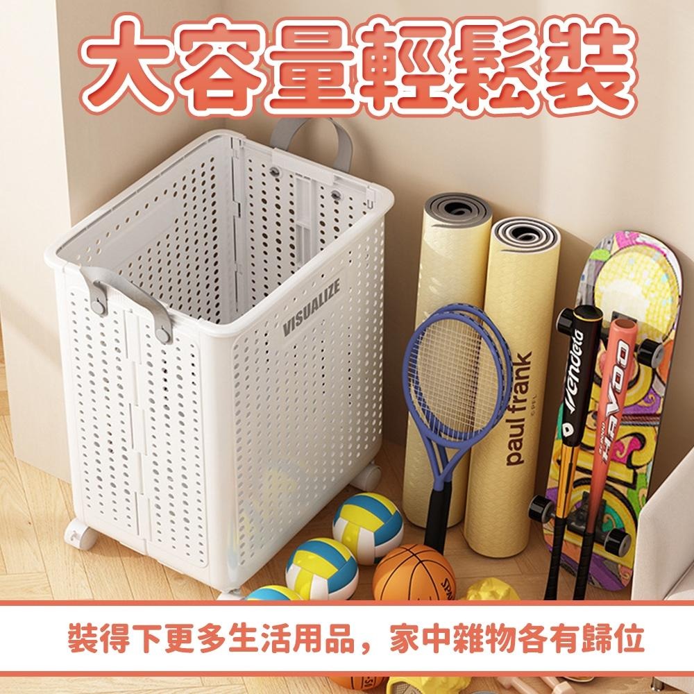 隔日出貨 超大容量移動式折疊收納籃 洗衣籃 髒衣籃 置物籃 藤編收納籃 籃子 收納女王 GAC703-細節圖3