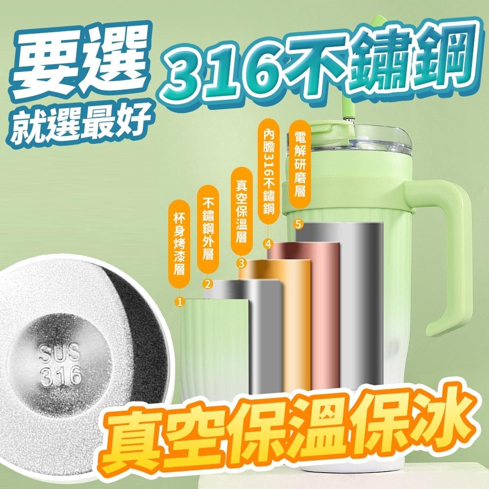隔日出貨 2025新款漸層設計316不鏽鋼冰霸杯 冰壩杯 保冰杯 手提冰霸杯 保溫杯 吸管杯 收納女王 MAB401-細節圖3