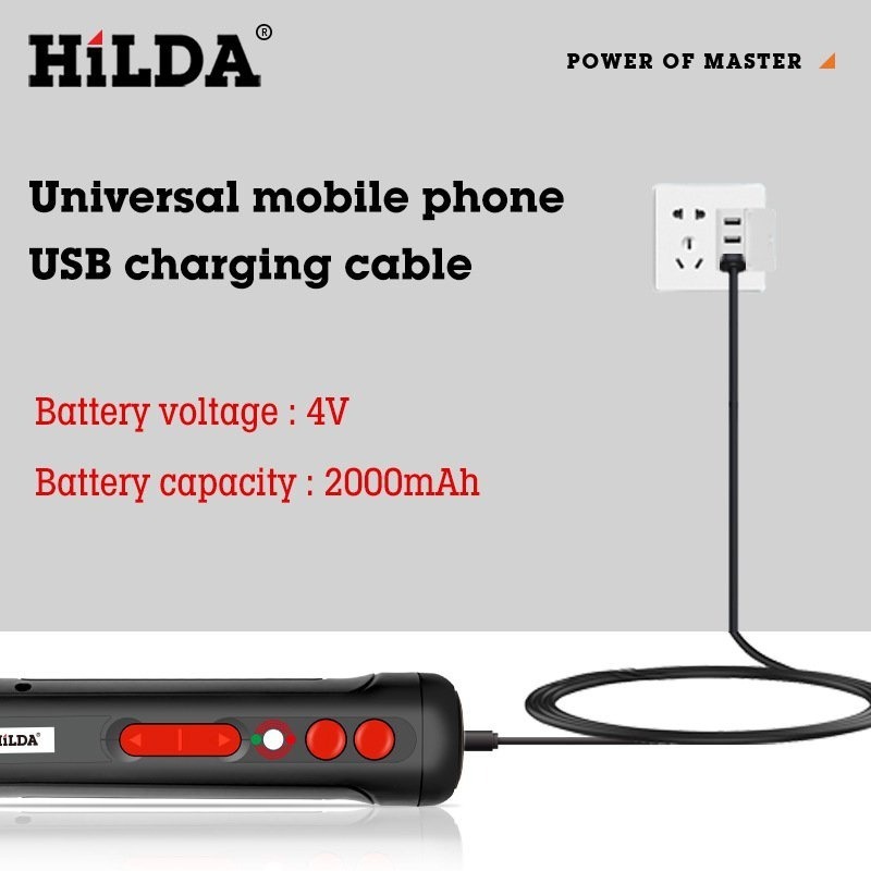 HiLDA電動螺絲刀套裝充電式鋰電起子機迷你螺絲刀LED燈-細節圖7