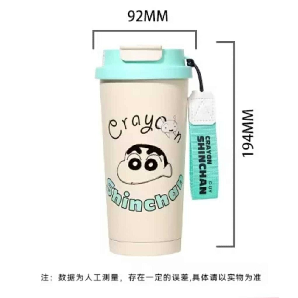 正版授權 蠟筆小新咖啡保溫杯 304不鏽鋼水壺 咖享隨行杯 500ML 小新雙飲吸管杯 卡通水杯 兒童保溫瓶-細節圖3