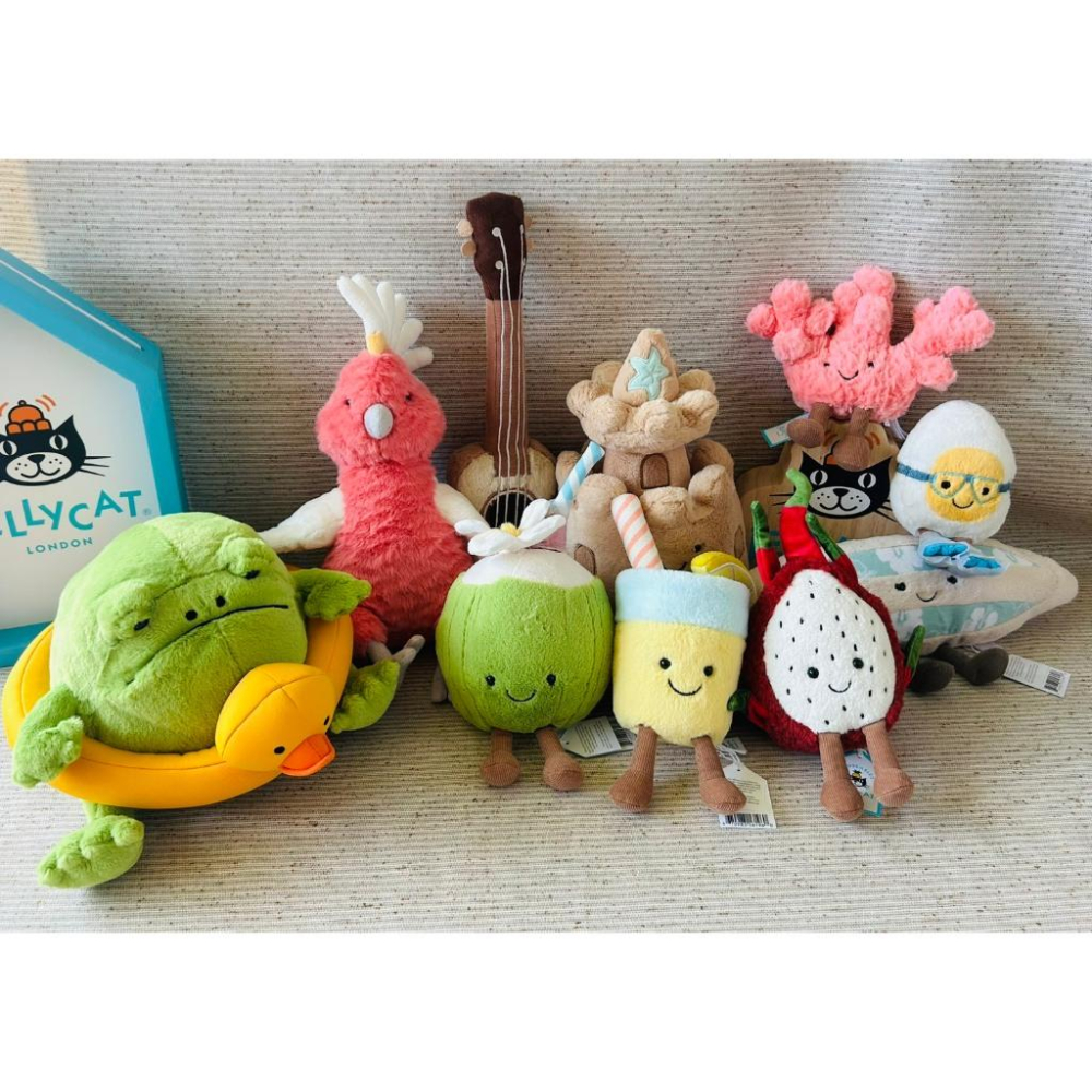 【現貨】英國Jellycat 2025 夏季新品 椰子 檸檬水 珊瑚 鯨鯊 衝浪板 火龍果-細節圖2