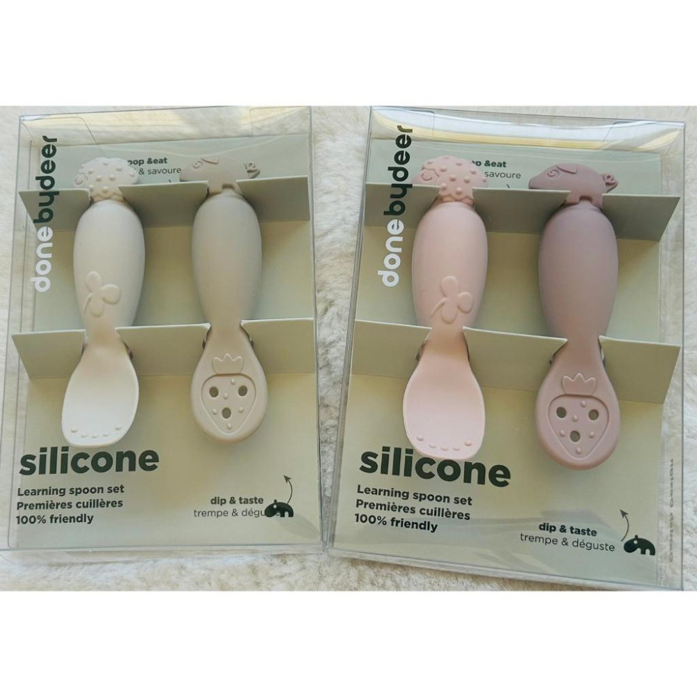 【現貨】️ 丹麥 DONE BY DEER 新款 矽膠 學習湯匙組 小小農場 Tiny farm-細節圖2