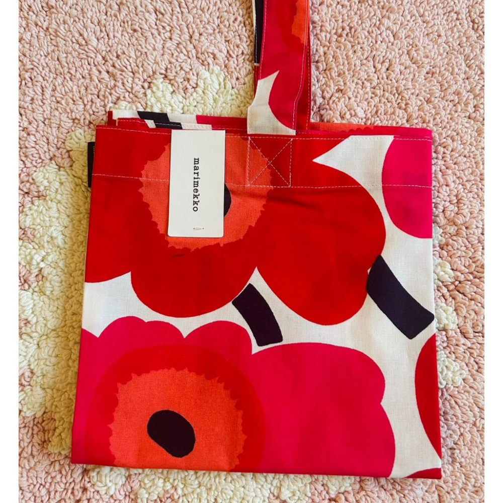 【現貨】️芬蘭 Marimekko 棉質購物袋 手提袋 環保袋 布包 罌粟花 奶茶 黑白 經典紅 Unikko 新色-細節圖4
