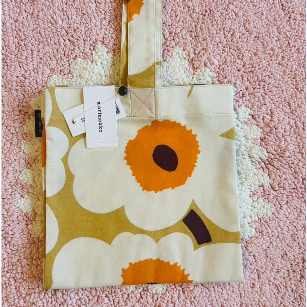 【現貨】️芬蘭 Marimekko 棉質購物袋 手提袋 環保袋 布包 罌粟花 奶茶 黑白 經典紅 Unikko 新色-細節圖5