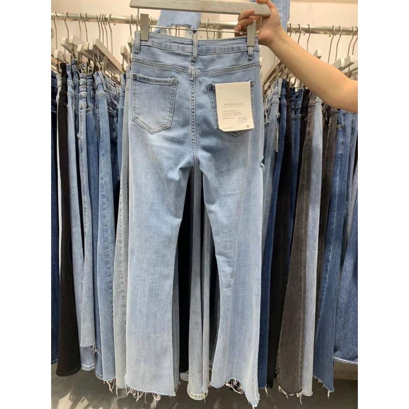 現貨🔥FSY 直播熱賣款 // 質感水洗割破巨彈淺色牛仔長褲👖-細節圖7