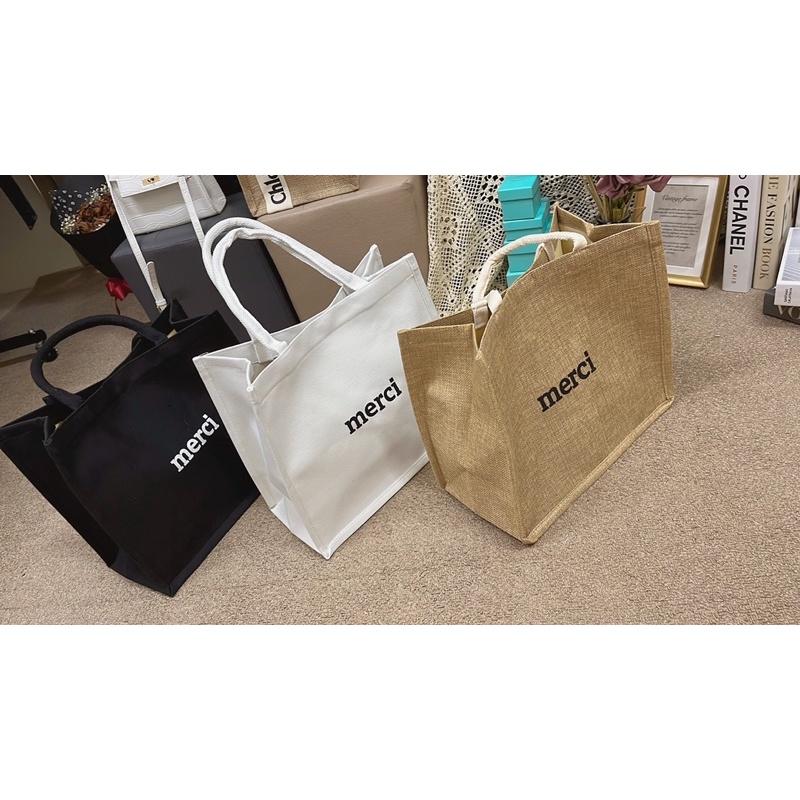 現貨‼️🏷merci手提帆布包//生活輕時尚🤍🖤-細節圖2