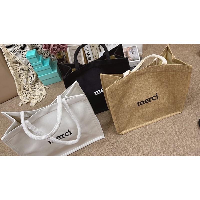 現貨‼️🏷merci手提帆布包//生活輕時尚🤍🖤-細節圖3