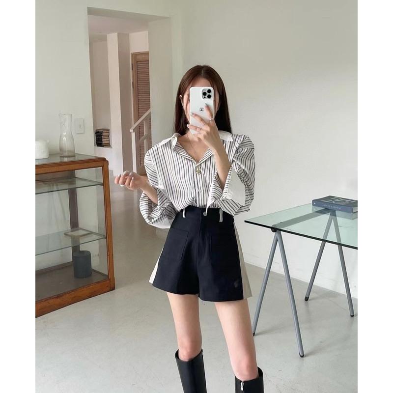 [Y.S ONI] 現貨 🛒直紋襯衫➕拼接式西裝短褲（絕）👍🏻-細節圖2