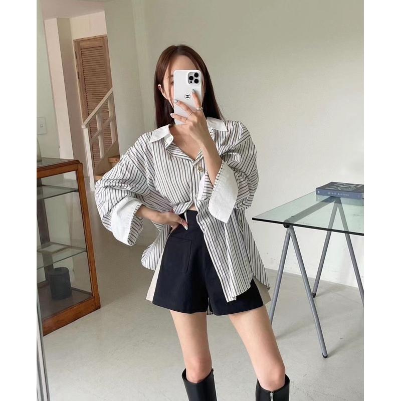 [Y.S ONI] 現貨 🛒直紋襯衫➕拼接式西裝短褲（絕）👍🏻-細節圖3