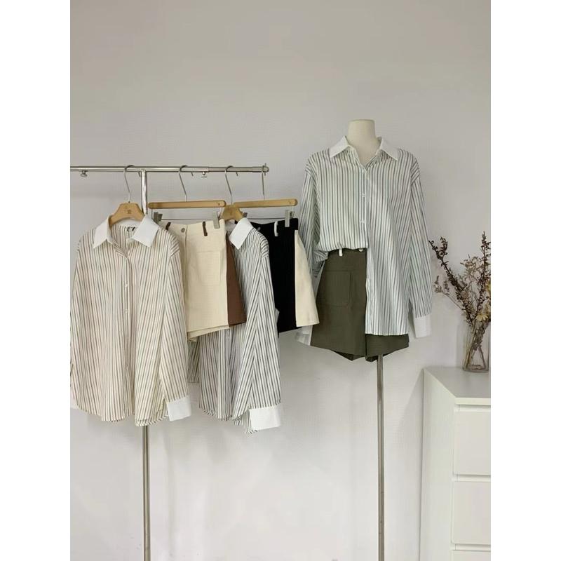 [Y.S ONI] 現貨 🛒直紋襯衫➕拼接式西裝短褲（絕）👍🏻-細節圖4