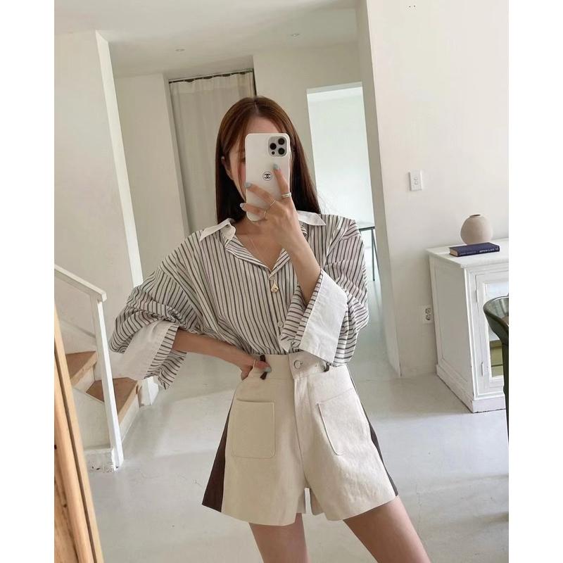 [Y.S ONI] 現貨 🛒直紋襯衫➕拼接式西裝短褲（絕）👍🏻-細節圖6