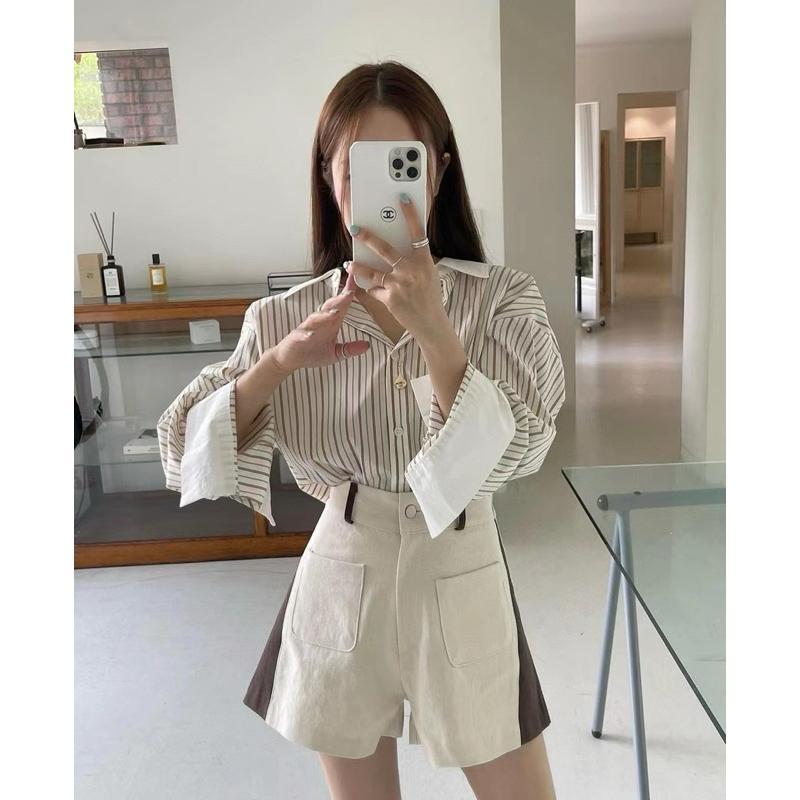 [Y.S ONI] 現貨 🛒直紋襯衫➕拼接式西裝短褲（絕）👍🏻-細節圖7