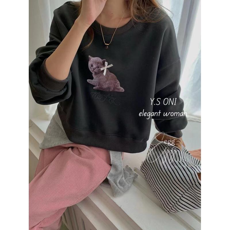 [Y.S ONI ]現貨-《韓國egg》無辜貓衛衣-細節圖2