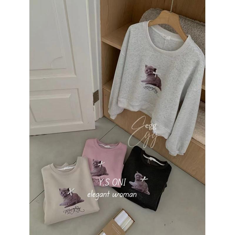 [Y.S ONI ]現貨-《韓國egg》無辜貓衛衣-細節圖4