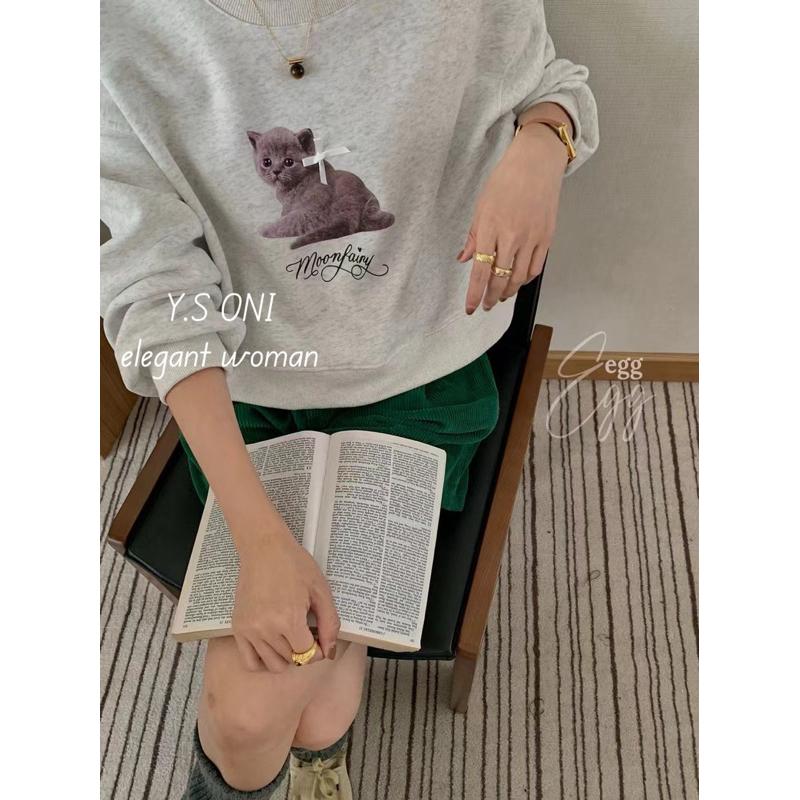 [Y.S ONI ]現貨-《韓國egg》無辜貓衛衣-細節圖9