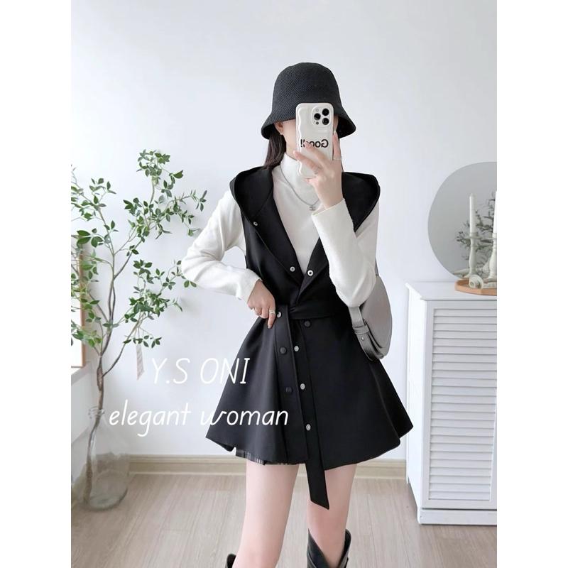 [Y.S OIN]現貨-連帽縮腰顯瘦風衣背心（有內裡/有口袋）-細節圖2