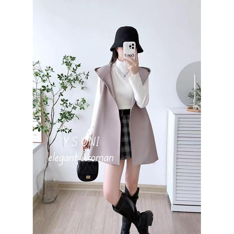 [Y.S OIN]現貨-連帽縮腰顯瘦風衣背心（有內裡/有口袋）-細節圖3