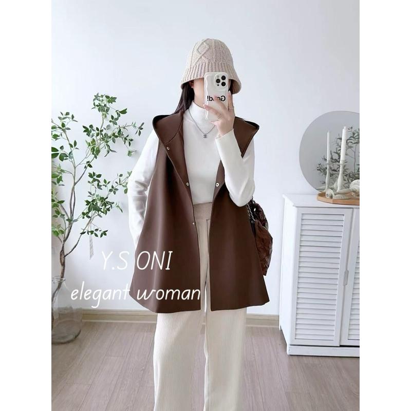 [Y.S OIN]現貨-連帽縮腰顯瘦風衣背心（有內裡/有口袋）-細節圖6