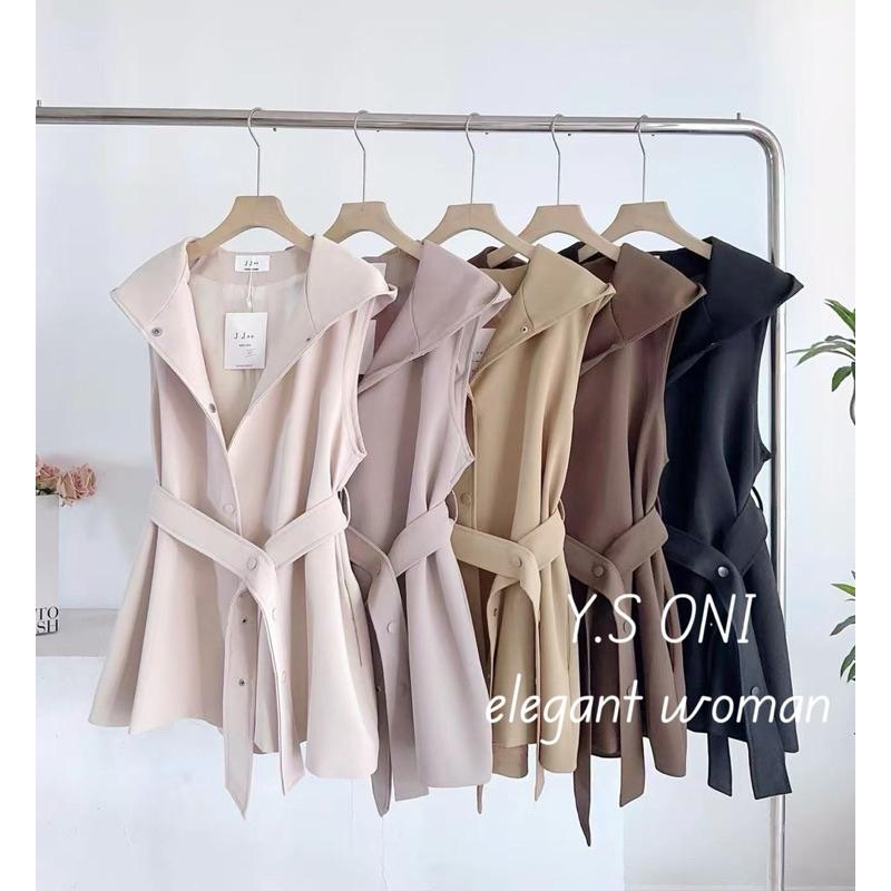 [Y.S OIN]現貨-連帽縮腰顯瘦風衣背心（有內裡/有口袋）-細節圖8