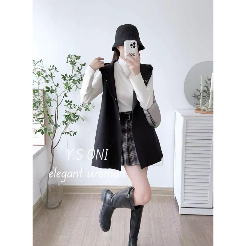 [Y.S OIN]現貨-連帽縮腰顯瘦風衣背心（有內裡/有口袋）-細節圖9