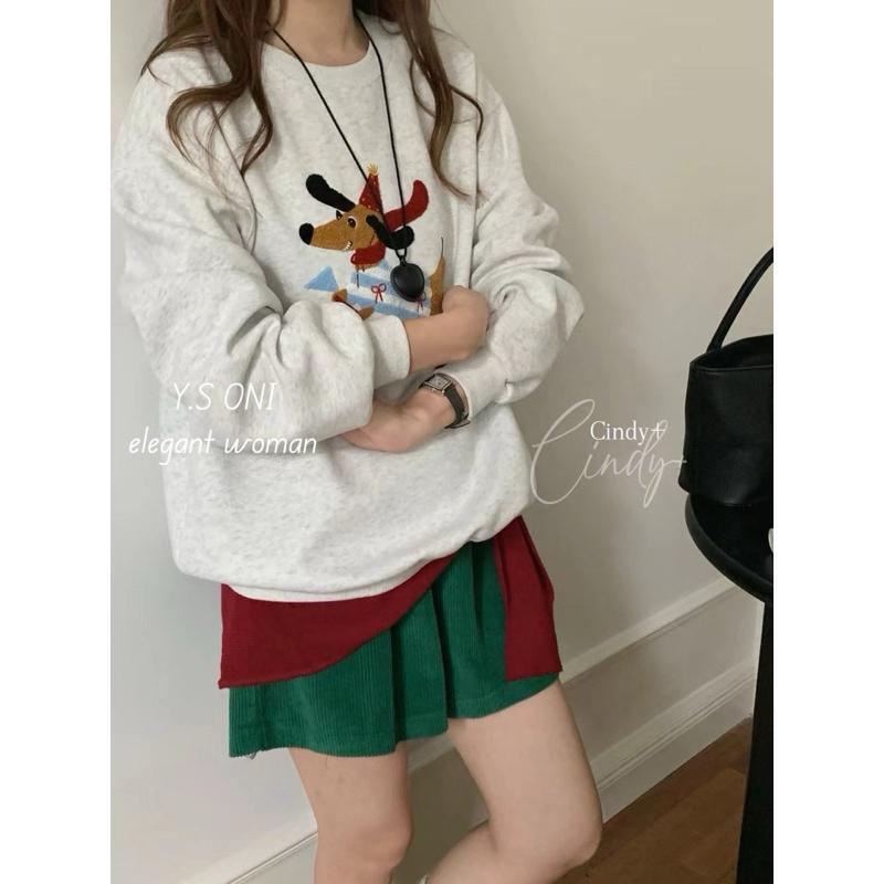 [Y.S ONI ]現貨-《韓國egg》重工毛巾刺繡臘腸狗衛衣-細節圖6