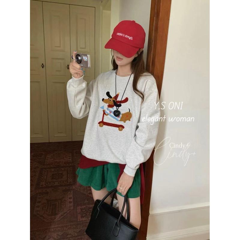 [Y.S ONI ]現貨-《韓國egg》重工毛巾刺繡臘腸狗衛衣-細節圖8