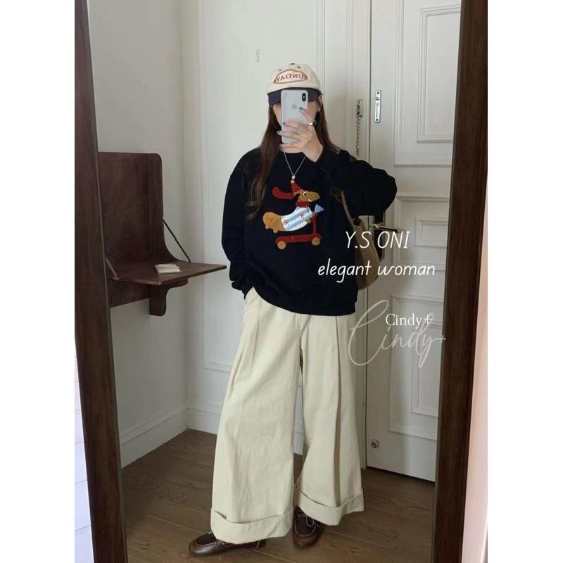 [Y.S ONI ]現貨-《韓國egg》重工毛巾刺繡臘腸狗衛衣-細節圖9