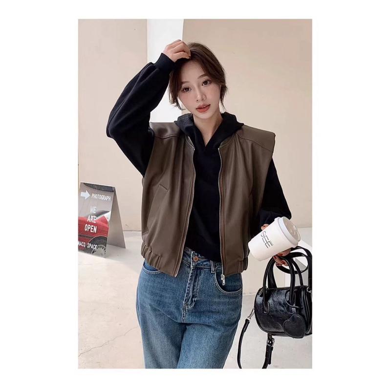 [Y.S ONI]現貨-帥氣皮革拉鍊背心-細節圖3