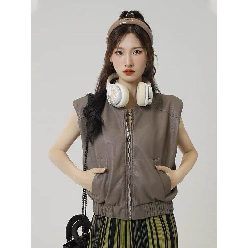 [Y.S ONI]現貨-帥氣皮革拉鍊背心-細節圖4