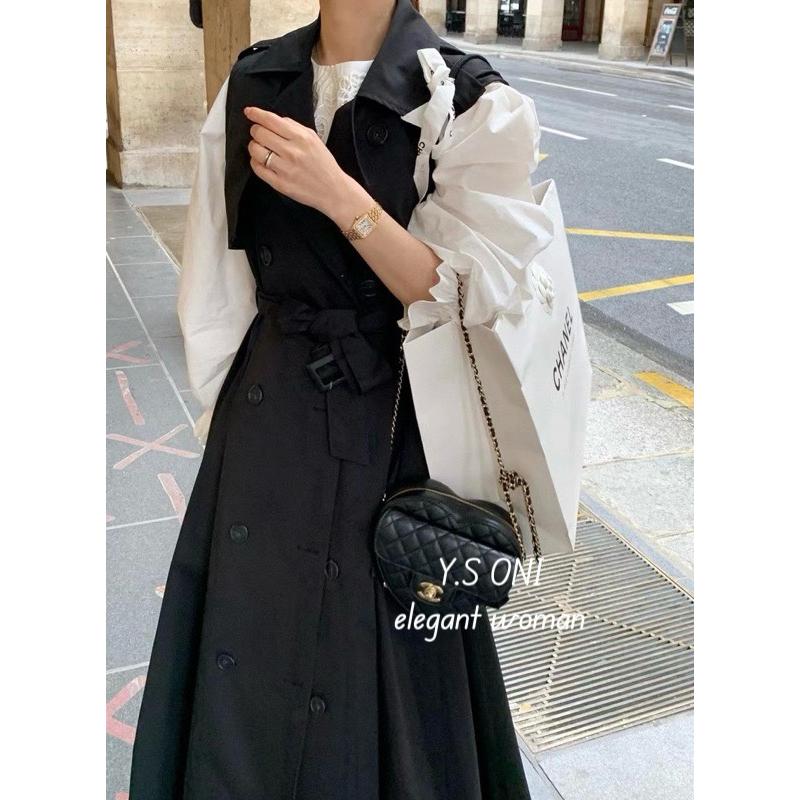 [Y.S ONI]現貨-帥氣長版風衣背心洋（只有背心喔！）-細節圖3