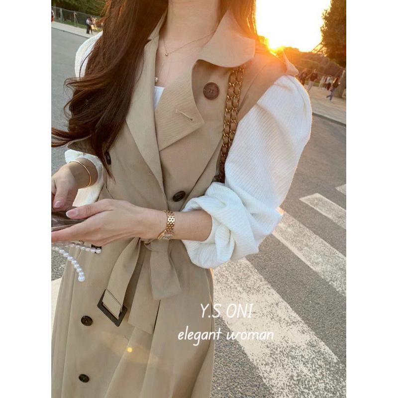 [Y.S ONI]現貨-帥氣長版風衣背心洋（只有背心喔！）-細節圖4