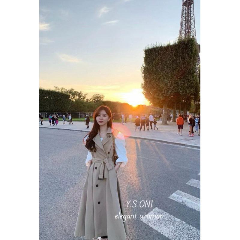 [Y.S ONI]現貨-帥氣長版風衣背心洋（只有背心喔！）-細節圖9