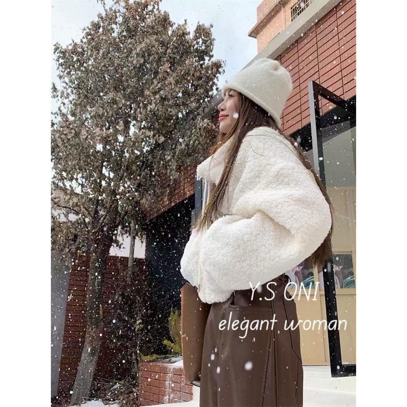 [Y.S ONI]現貨-QQ羊羔毛拉鍊外套-細節圖4