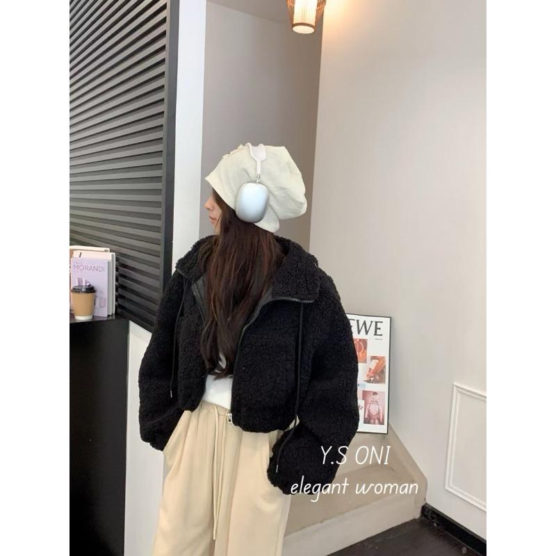 [Y.S ONI]現貨-QQ羊羔毛拉鍊外套-細節圖5