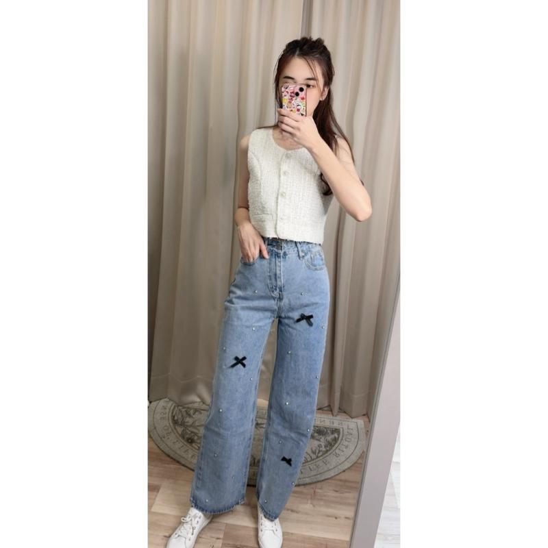 [Y.S ONI ] 現貨 🛒KS-蝴蝶結水鑽牛仔褲#2931-細節圖2