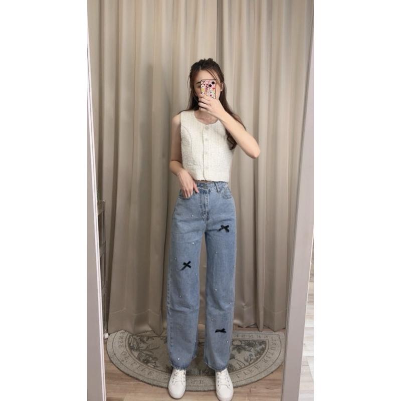 [Y.S ONI ] 現貨 🛒KS-蝴蝶結水鑽牛仔褲#2931-細節圖3