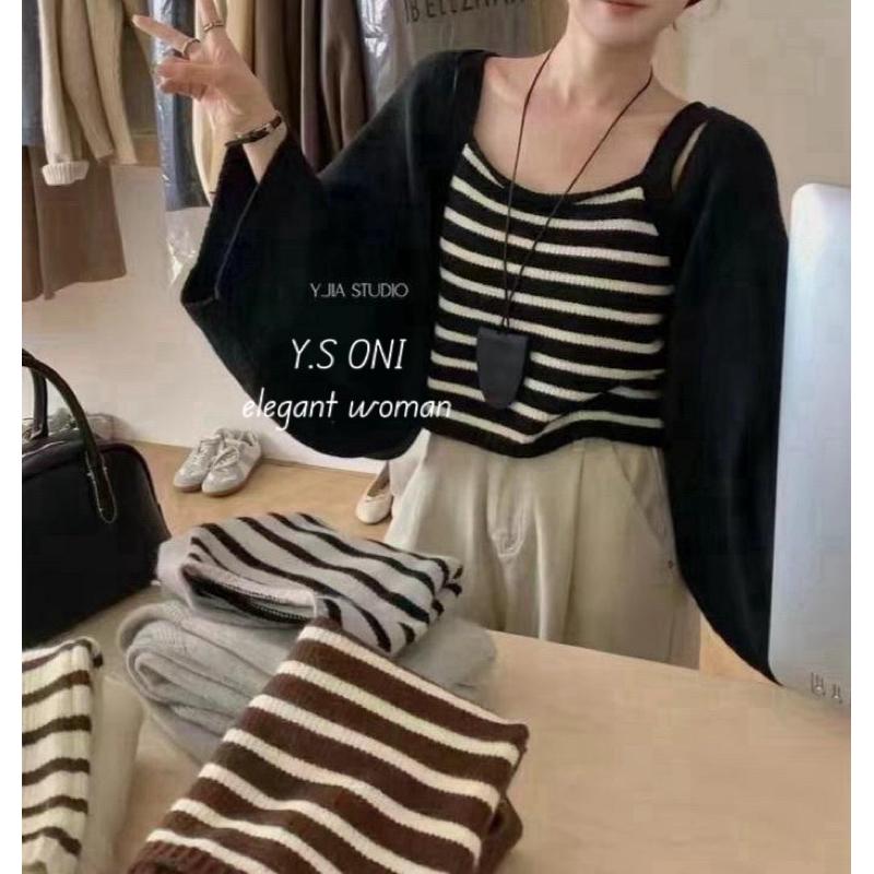 [Y.S ONI]現貨-針織條紋背心兩件套-細節圖2