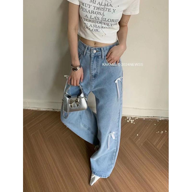 [Y.S ONI ] 現貨 🛒無彈 蝴蝶結女俠客落地牛仔褲#2933-細節圖2