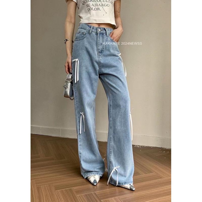 [Y.S ONI ] 現貨 🛒無彈 蝴蝶結女俠客落地牛仔褲#2933-細節圖3