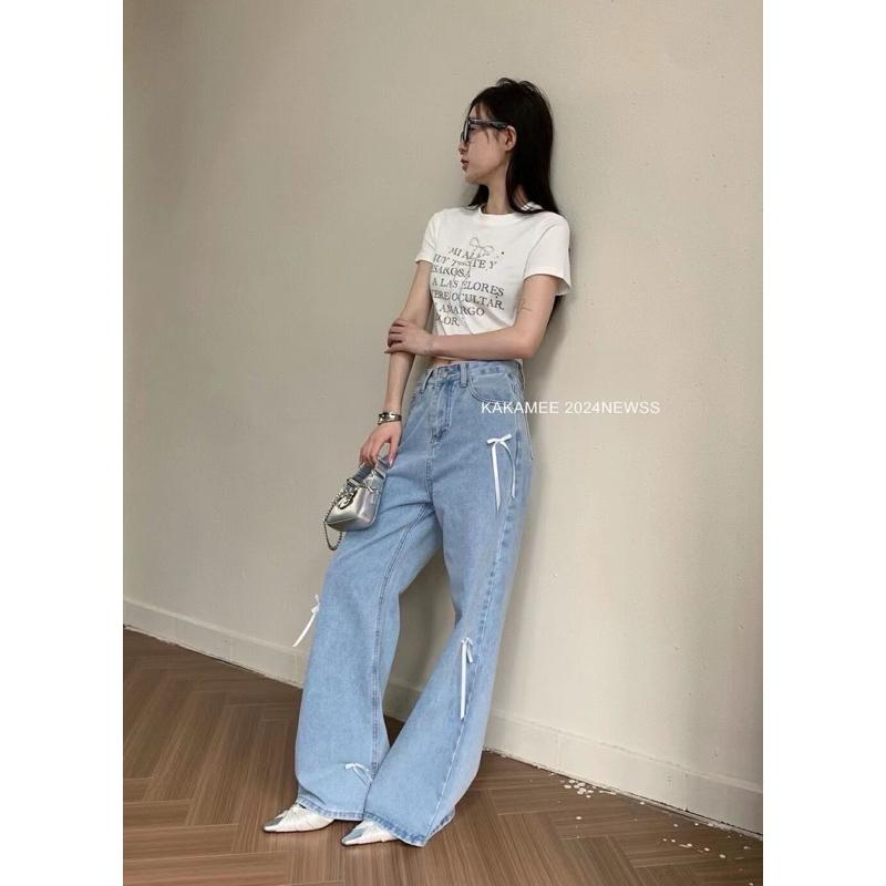 [Y.S ONI ] 現貨 🛒無彈 蝴蝶結女俠客落地牛仔褲#2933-細節圖4